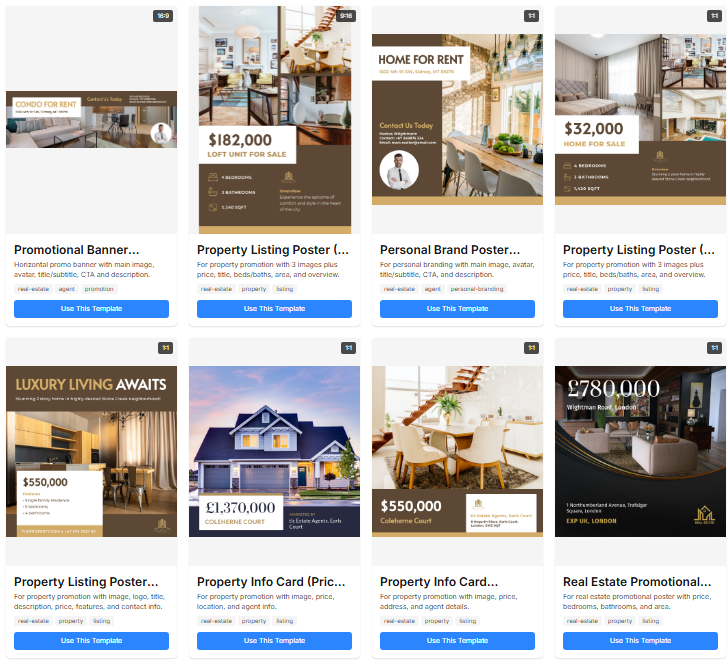 Real estate poster template gallery and customization